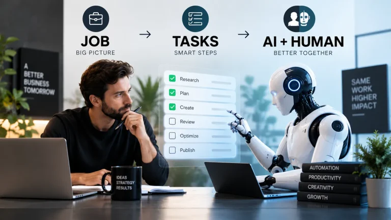 JOB → TASKS → AI + HUMAN.